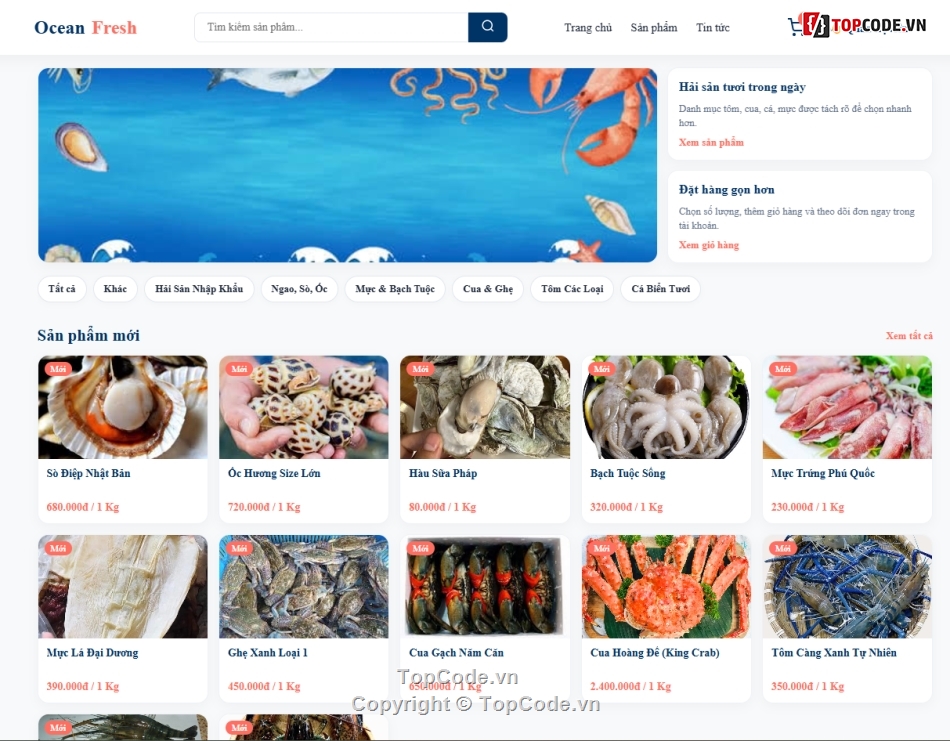Web bán hải sản,hải sản,bán